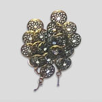 Vintage Floral Pendant Necklace Filigree Earrings Set Turquoise One Size Gold Photo 2