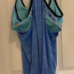 ZeroXposur Swim Tank Top Shelf Bra Floral Blue Striped Swimwear Medium Photo 0