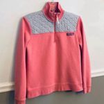 Vineyard Vines Shep Pink Coral Grey Quarter Zip Pullover Sweatshirt Small Photo 3
