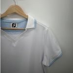 FootJoy  Polo Shirt Women Medium White V-Neck Golf Pickleball Collar Preppy Photo 2