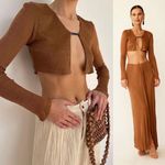 NWT Savannah Morrow Birdie Top in Cocoa Brown Cropped Long Sleeve Size Large Photo 1