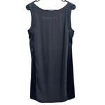 Eileen Fisher  Gray Black Silk Georgette Satin Sleeveless Shift Dress Small Luxe Photo 3