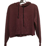 PINK - Victoria's Secret PINK‎ Victoria's Secret Cropped Hoodie Waffle Knit Long Sleeve Burgundy XS Photo 0