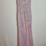 Midnight Doll  One Shoulder Pink Sequin Gown with Front Slit Size 0 Photo 0