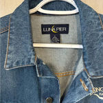 Denim Jacket Oversized Western Cowboy / Cowgirl Longhorn Hauler Jacket Cotton Blue Photo 6