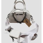Steve Madden White Mini Barrel Satchel Bag With Chain Accent & Adjustable Strap Photo 5