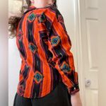 Vintage 70s Circle T Southwestern Aztec Button Down Shirt‎ Sz Medium Orange Black Photo 1