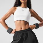 Alo Yoga  Aspire Tank in White Black, Size Medium Photo 0