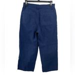 J.Crew Wide-leg Button-front Cropped Pants in Slub Cotton Navy Blue Size 26 Photo 2