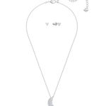 Swarovski Crystal Nice Feather Necklace & Earrings Set, White, Rhodium Plated Photo 2