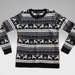 Forever 21 Christmas Black White Knit Pullover, Crewneck cozy Sweater medium. Photo 1