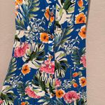 Bershka  Blue Colorful Floral Mini Collared‎ Button Down Dress Sz Small Photo 3
