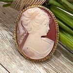Vintage Unsigned Victorian Lady Cameo Brooch Gold Photo 5