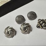 Lot Of 3 Silver Tone Clip On Earrings Mix Photo 2