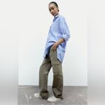 ZARA Cargo Pants High Rise Straight Leg Army Green Pockets Silver Relaxed fit 2 Photo 4