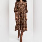 Mille Autumn Harvest Floral Midi Dress XS Brown Photo 3