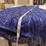 Mac Duggal Sequin Beaded Long Sleeve Gown in Midnight Navy Blue Size 6 93574 Photo 5