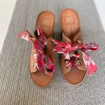 Dolce Vita Aleeya Red Floral Scarf Tie Leather Block Heel Peep Toe Sandals 8.5 Photo 4