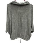 Heather Gray Cowl Neck Drawstring Waist 3 Quarter Batwing Sleeve Knit Top Size S Photo 7