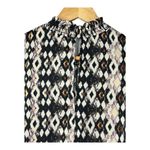 Roan + Ryan Diamond Print Sleeveless‎ Mock Neck Blouse Top Women Size Medium Black Photo 5