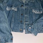 Vintage cropped Jean Jacket embroidered lace • SWITCH • cropped jacket • denim Size L Photo 6