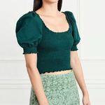 Hill House Home Aiko Nap Top Green Medium Smocked Cropped Puff Sleeve Holiday Photo 0