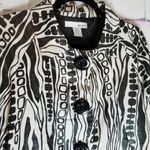WD.NY ABSTRACT ART TO WEAR LINEN BLEND BUTTON FRONT BLAZER CARDIGAN 8 METALLIC Black Photo 2