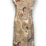 Vintage 90s Maxi Dress Cream Brown Leopard Animal Print Paisley Sleeveless Size M Photo 1