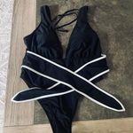 Hilinker Women's Tie Bow One Piece Swimsuit Deep V Neck Tummy Control Bathing Suit Photo 6