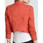 Free People  Moto‎ Jacket Size 4 Red Linen Blend Asymmetrical Zip Cropped Y2K Photo 2