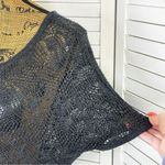 Cache Crochet Sheer Knit Topper Sweater Dark Grey Medium Dolman Cap Sleeve Photo 5