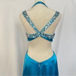 Teal Blue‎ Dress Size 8 Beaded Evening Party Cocktail Prom Bedazzled Rhinestone Blue Photo 5