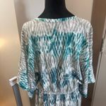 Ariat Blue White Grey Geometric Popover Dress Long Sleeve Western 1/2 Button Flu Photo 4