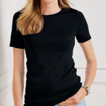 Talbots  Black 100% Pima Cotton Short Sleeve T Shirt Photo 0