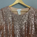 Watters Sequin Crop Top Rose Gold Short Sleeve‎ Wedding Top Bridesmaid Size 16W Photo 3
