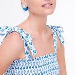 J.Crew Smocked Tie Shoulder Tank Top Floral in White and Blue NEW Size XL Photo 2