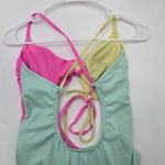 Xhilaration  Pink Yellow Blue One Piece Cutout Bathing Suit Swimwear Large Photo 7
