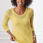 Soft Surroundings Yellow Garden Wall Pointelle Jacquard Sweater Size XS 2-4 NEW Photo 0