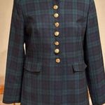 Talbots Green Navy & Black Watch Tartan Plaid Gold Buttons With Pockets Sz 8P. Photo 0