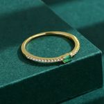 Sterling Silver BNIB - Green Stone S925  Ring - 14K Gold Plated. Photo 3