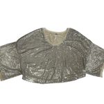 Free People  Top Womens Small Gold Champage‎ Dreams Sequin Blouse Glam Photo 1