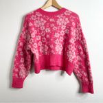 ZARA  Pink Floral Chunky Sweater Size Medium Photo 1