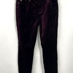 7 For All Mankind  Burgundy Velvet‎ Mid Rise Skinny Jean Pants Size 32 Photo 0