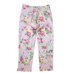 Ralph Lauren Lauren Pink Floral Flat Front Cropped Pant 10 Cottage Flower Spring Photo 3