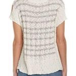 Free People  Gray & Cream Striped High Low Knit Short Sleeve Shirt Photo 1