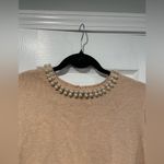 Truth Size S Beaded Pearl Neck Short Sleeve Pink Knit Sweater Top Keyhole Back Photo 3