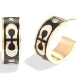 Coach NWT Signature Enamel Huggie Earrings; Black/Gold MSRP $88 Photo 0