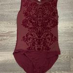 Material Girl Maroon Mesh velvet paisley print bodysuit. Size Small Photo 0