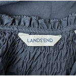 Lands' End  Shirt Women 12 Black Tunic Top‎ Bohemian Peasant Neutral Minimalist Photo 5