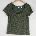Levi's 90's Olive Green Marled Ribbed Knit Scoop Neck Short Sleeve Tee Size XL Photo 0